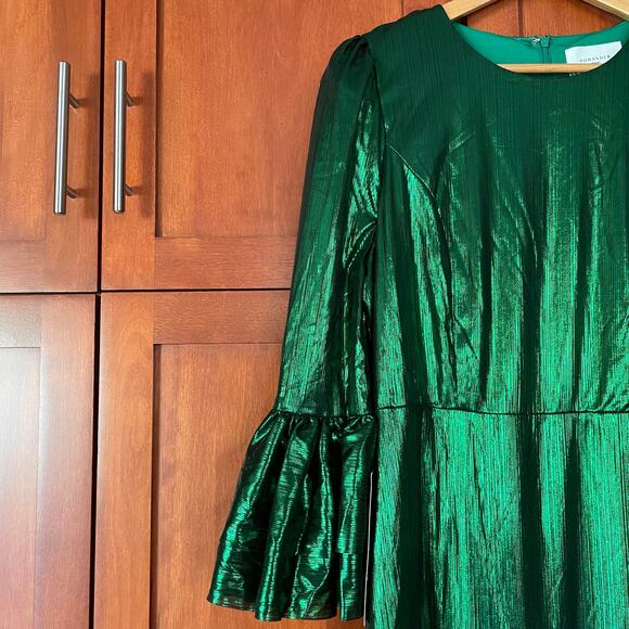 Pomander Place Emerald Crinkle Lurex Lillith Dress Maxi Green Size XL NEW - Picture 4 of 10